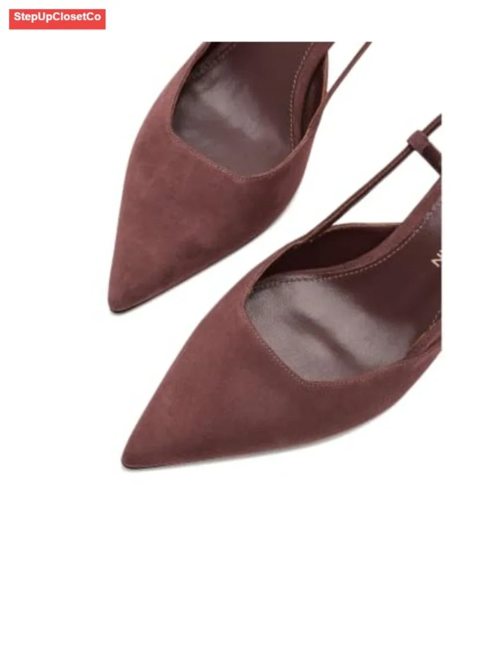 Leather Slingback Pumps Kitten Heels Pointed Toe